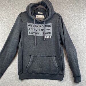 Abercrombie & Fitch men’s muscle hoodie M spell out gray 2016